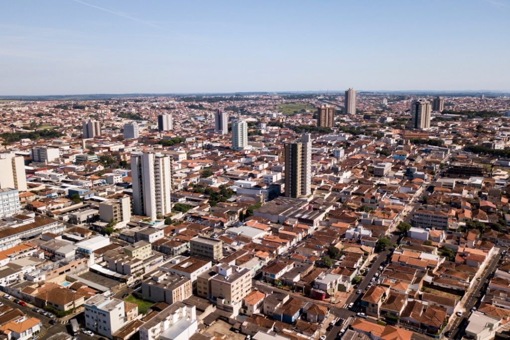 Vista área da cidade de Franca, no estado de São Paulo.
